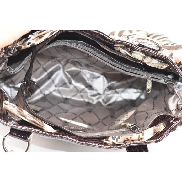 USTYLE Animal Print Western Handbag Rhinestones & Studs Dual Handles - Picture 4 of 8